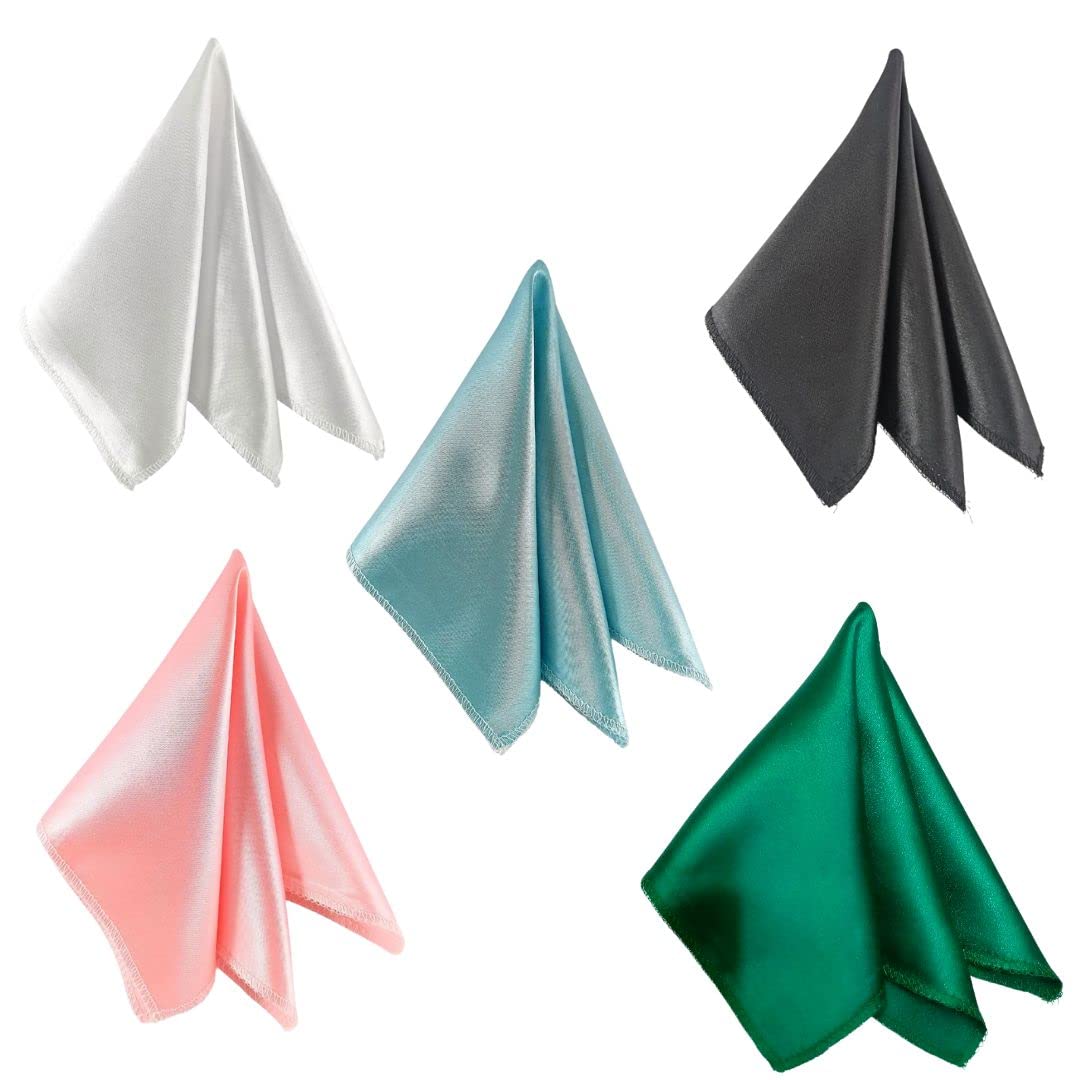 young arrow Satin Pocket Square for Men, Wedding Handkerchief for Suits, Blazers & Tuxedo, Men's Pocket Square Combo (Pack of 5) (Multicolor)-picture-28