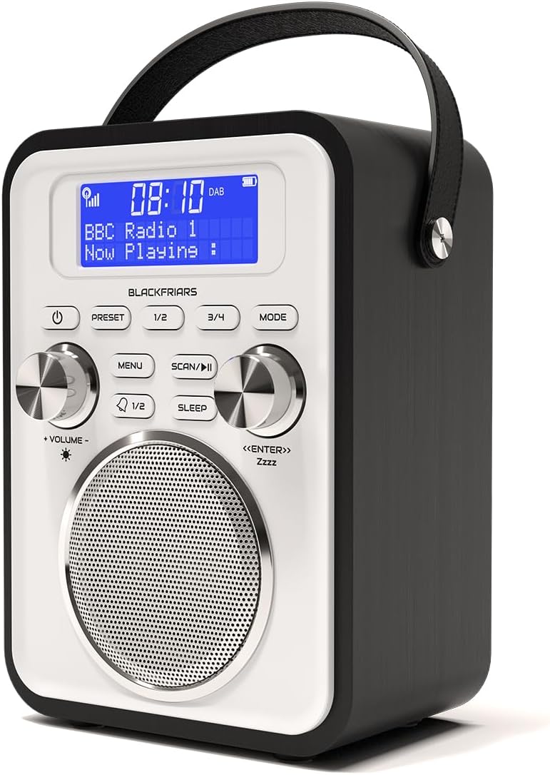 DAB+ DAB FM Digital Radio, Fully Portable, Wireless Bluetooth 5.0, Dual Alarms, Mains & Battery powered 12 hour playtime, Powerful 30 Watts ( Blackfriars 2 Black)