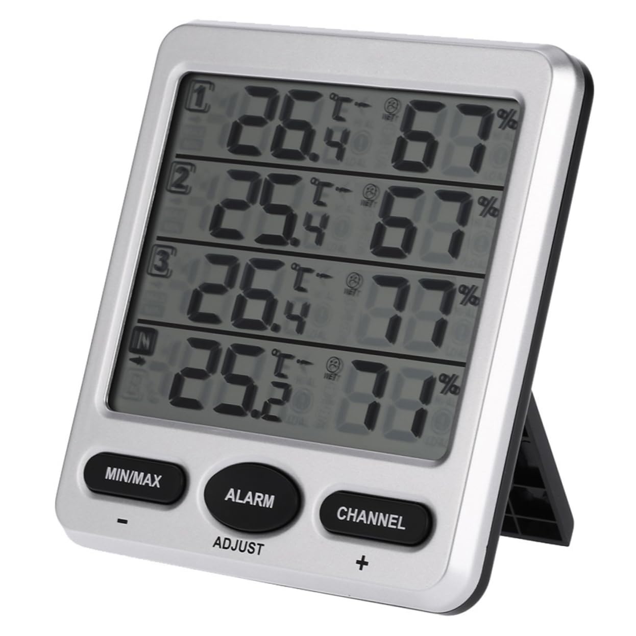 BESPORTBLE Termometro Igrometro 3 in 1 Per Casa E Ufficio Monitor Di Temperatura E Umidità Con Display Ad Alta Precisione Montaggio A Parete E Supporto Indipendente