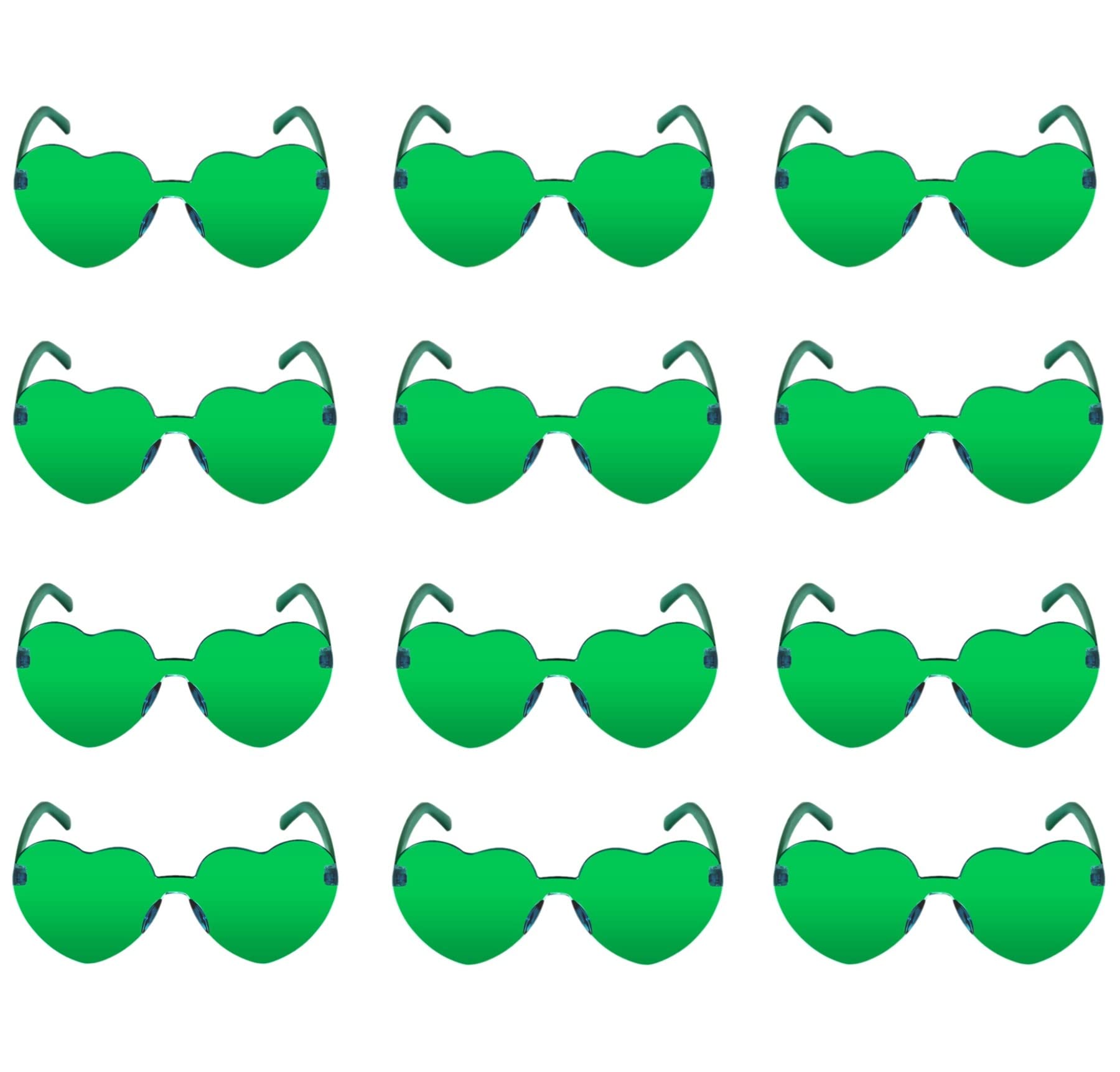 12 Pairs Heart Glasses Colorful Rimless Heart Shaped Sunglasses Love Glasses for Bachelorette Bride Party Favor