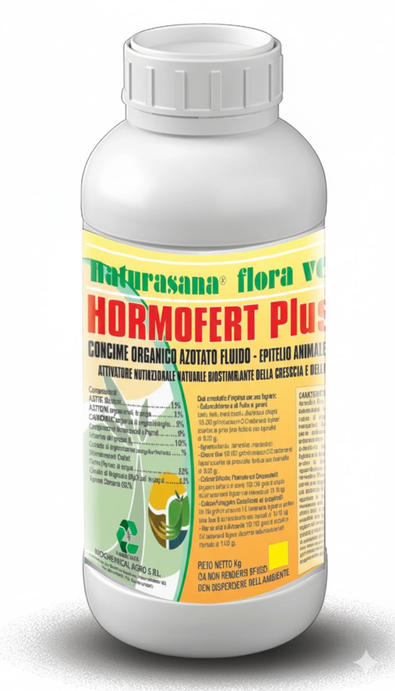 Hormofert Plus FL Organic Nitrogen Fluid Fertiliser, Organic Biostimulant with Amino Acids and Ascophyllum nodosum Seaweed – Plant Growth Activator – 1 L