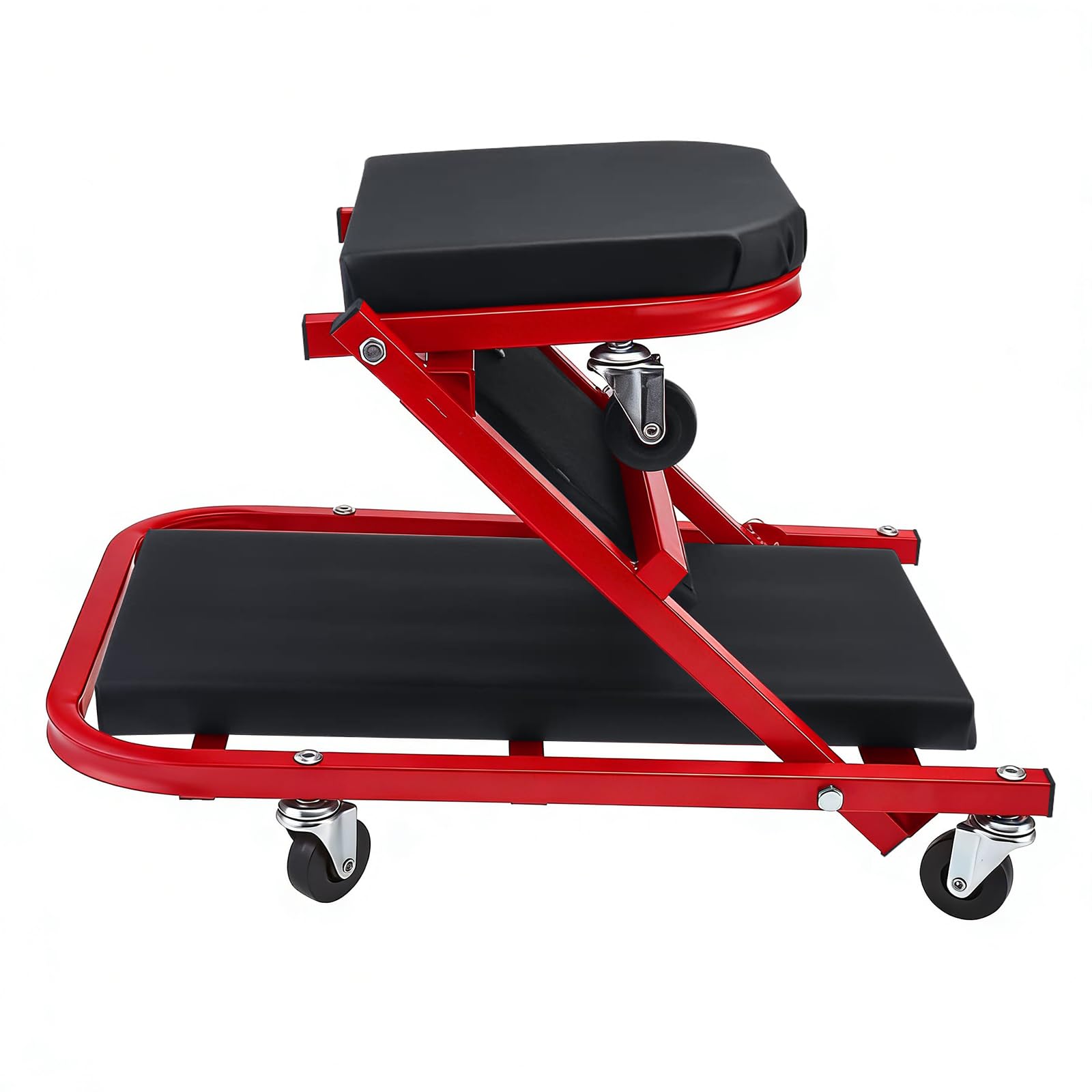 BOOMSTART 40" Werkstatt Montagerollbrett 2-in-1 Klappbarer Z-Rollhocker | Werkstattliege mit 6 Lenkrollen | 150kg Tragkraft | Rollbrett & Sitz in Einem für KFZ, Garage & Werkstatt