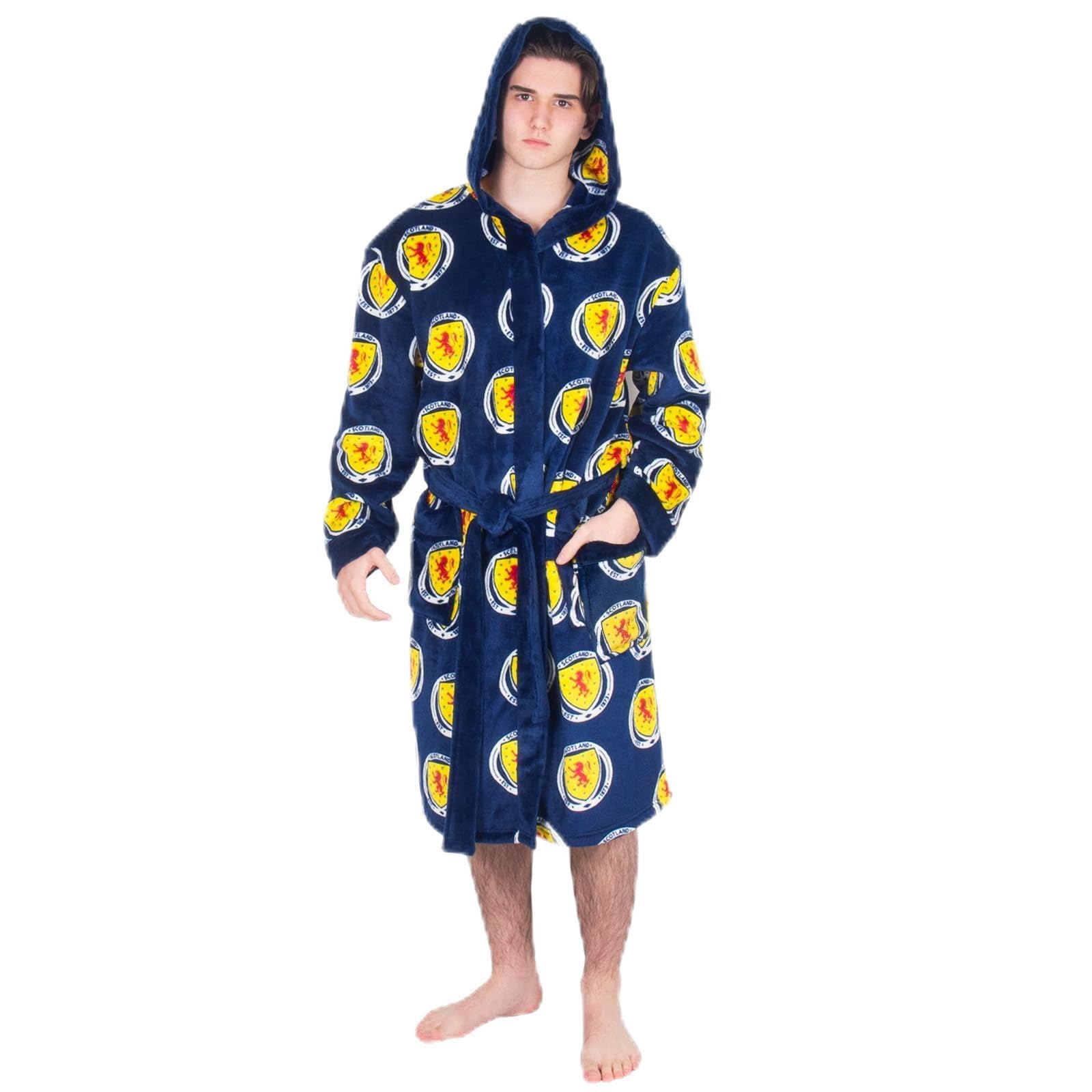 Scottish FA Scotland Official Football Gift Mens Fleece Dressing Gown Robe Navy XXL