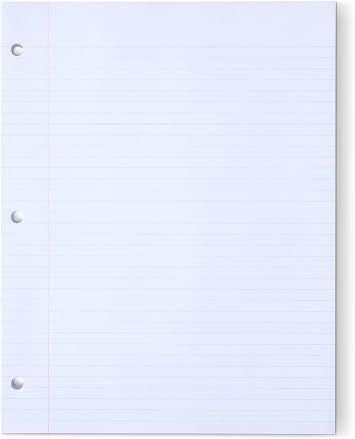 Amazon Basics College Ruled Loose Leaf Paper, 11" x 8.5", 150 Sheets, White, No Binding, 1-Pack