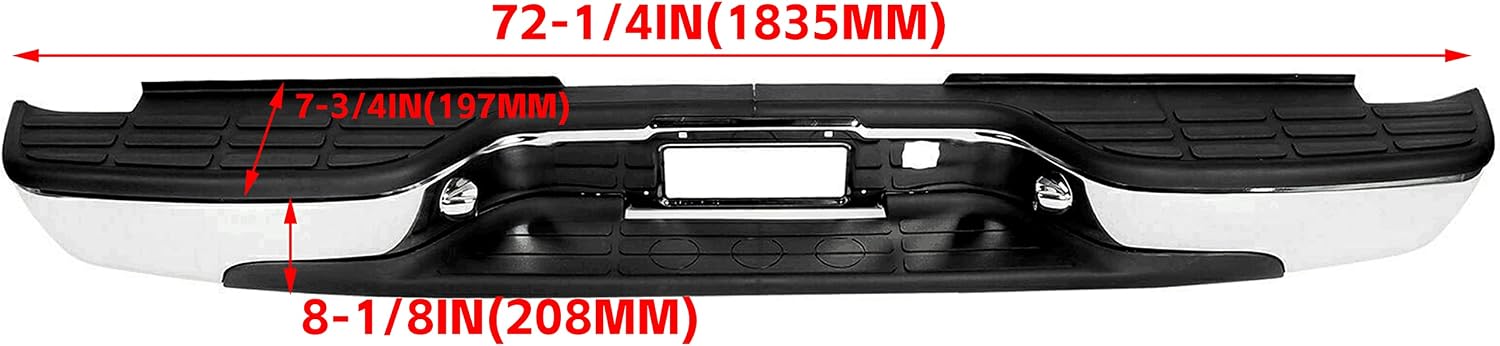 KUAFU Rear Step Bumper Compatible with 1999-2007 Chevy Silverado GMC Sierra 2500 HD 3500 Truck Chrome Steel Replacement for GM1103129 12473000