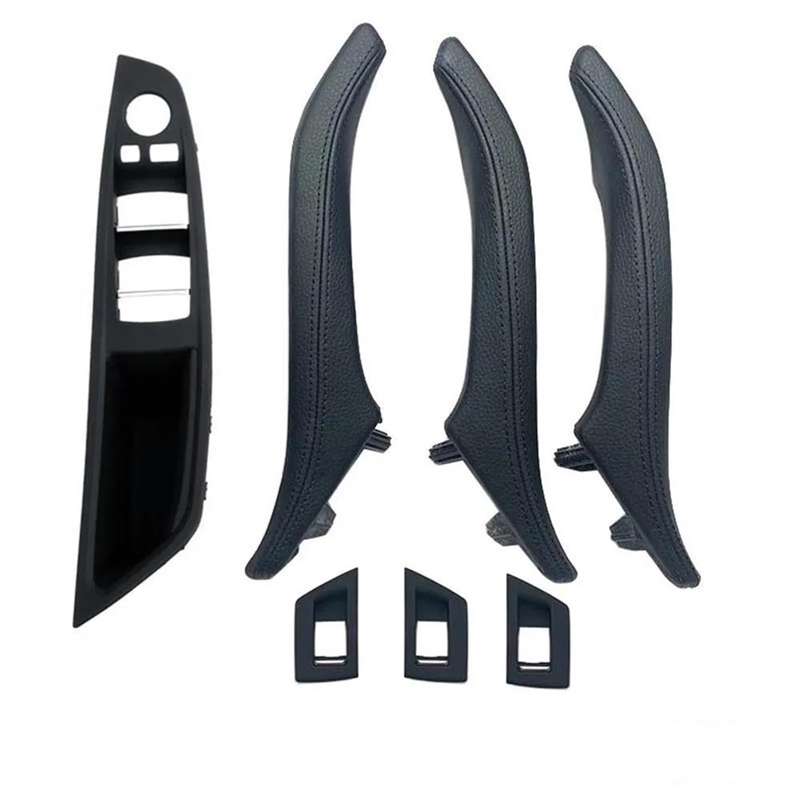 YUEYZHK Leather Interior Door Pull Handle Assembly Set for BMW 5 Series F10 F11 F18 520 523 525 528 530 535(HD Black)
