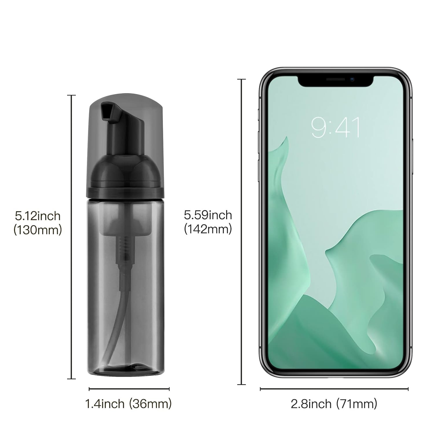 Tekson 30PCS Soap Foam Bottle (2 oz), Empty Travel Foaming Lash Shampoo for Cleanser, Dispenser (Black)