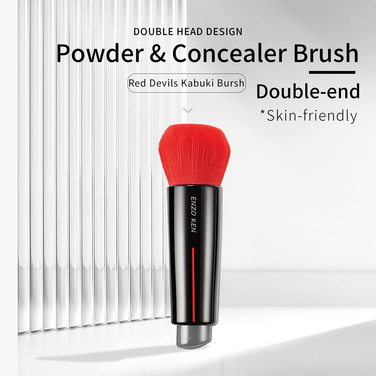 ENZO KEN Kabuki Powder Foundation Brush, Powder Contour and Bronzer Brush, Portable Travel Kabuki Foundation Brushes - Image 2