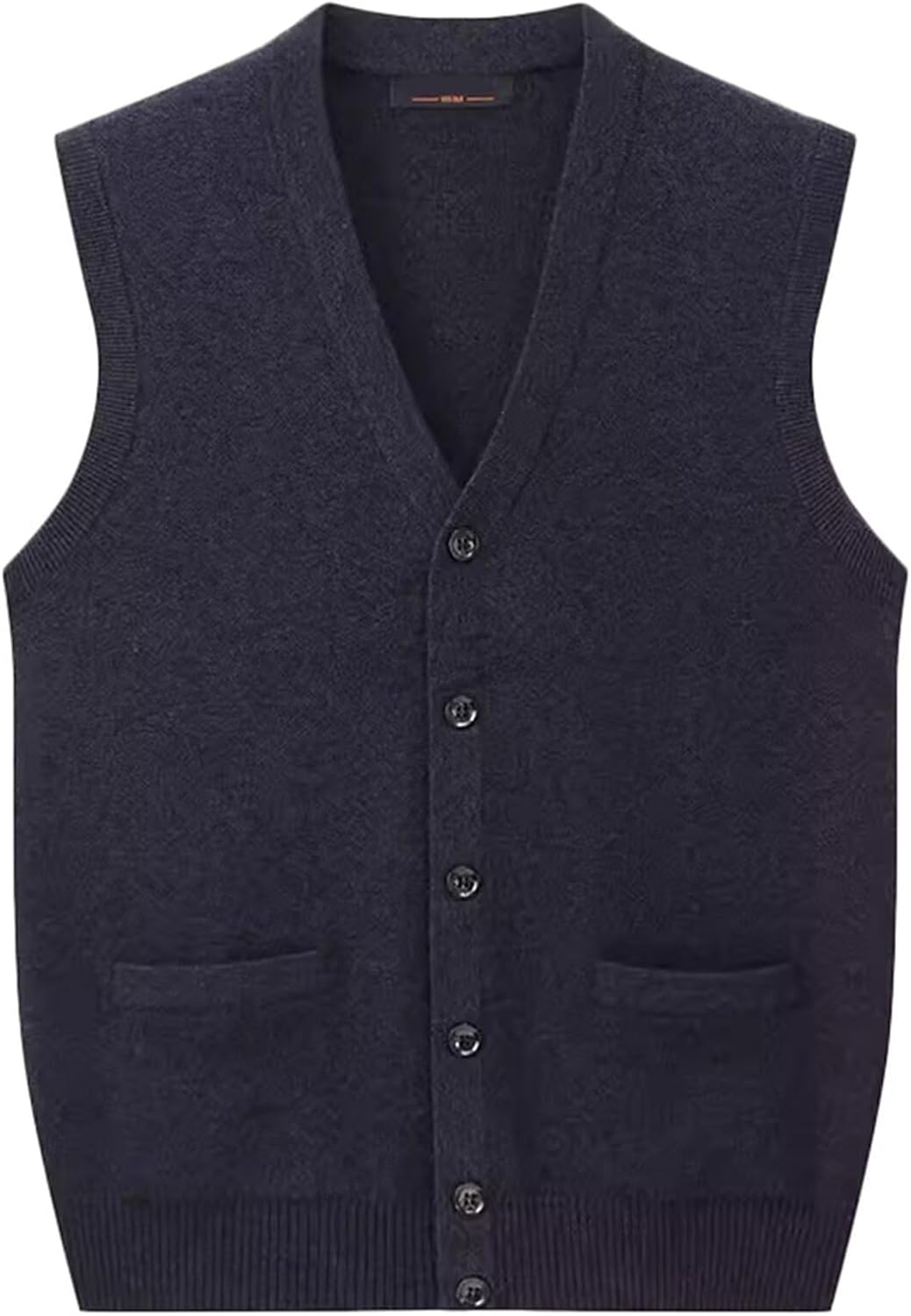 Men’s Classic Sweater Vest 100% Pure Cashmere V-Neck Sleeveless Cardigan Button Pullover Vest with 2 Pockets