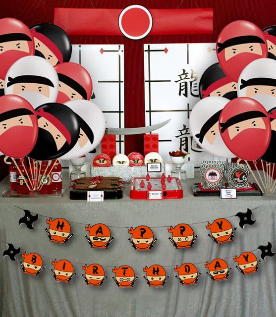 Ninja Geburtstagsdeko Set - Banner & Ballons Für Mottoparty