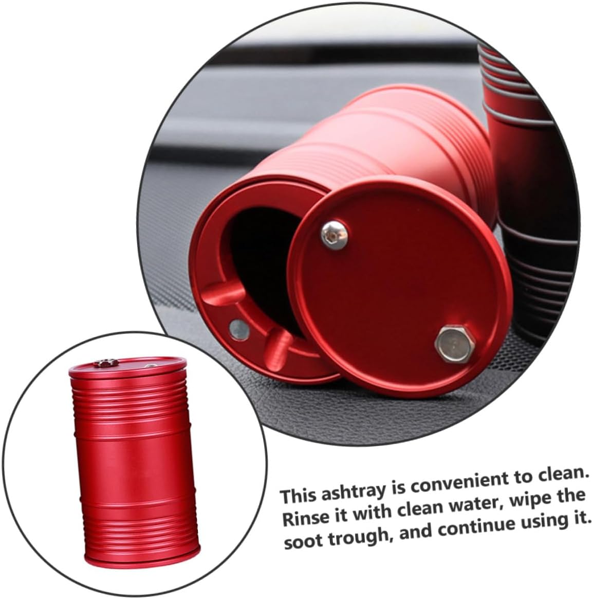Aluminium Alloy Car Ashtray, Lightweight Cigarette Butt Container image 4