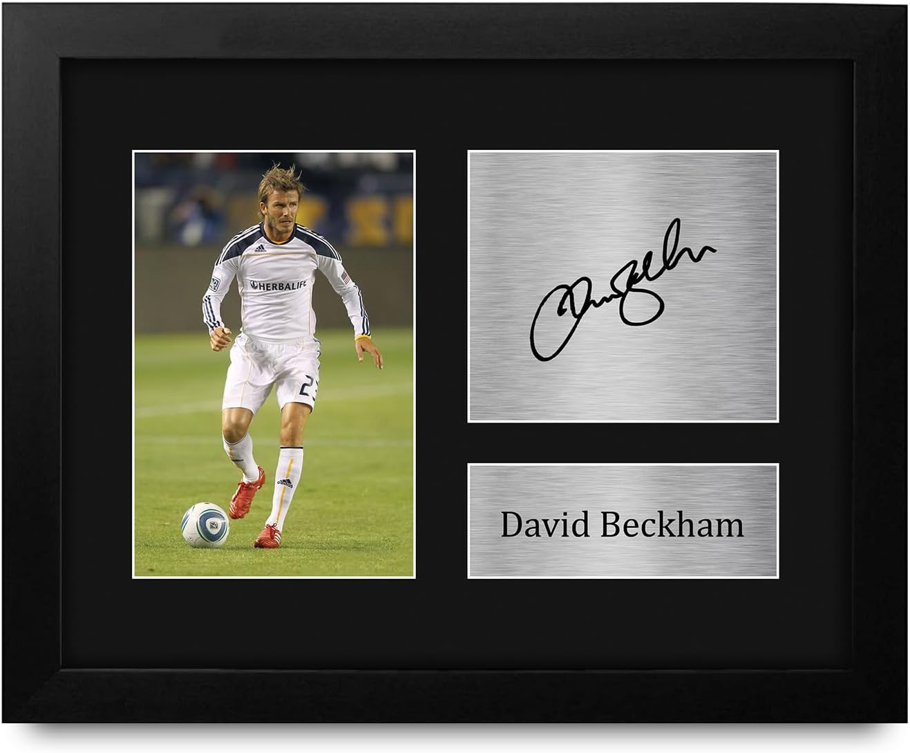 HWC Trading David Beckham LA Galaxy Framed Gifts Printed Signed Autograph Picture for Football Fans and Supporters - US Letter Size