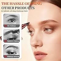 Vista 6 de 2 lápices de cejas Microblading, 2026 actualizados a prueba de agua Microblading, lápices de cejas con punta de tenedor 3D para mujeres con trazos