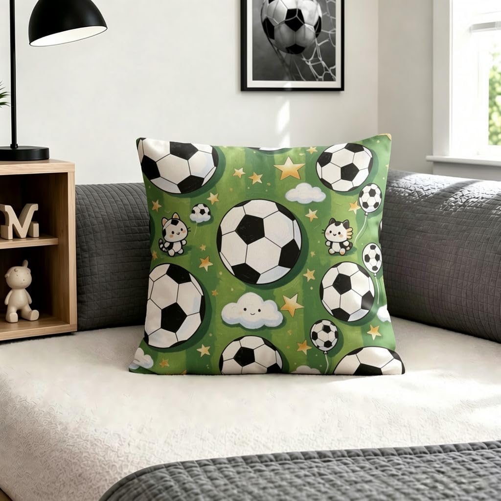 Cartoon Cat Soccer Pillow Covers -12x12