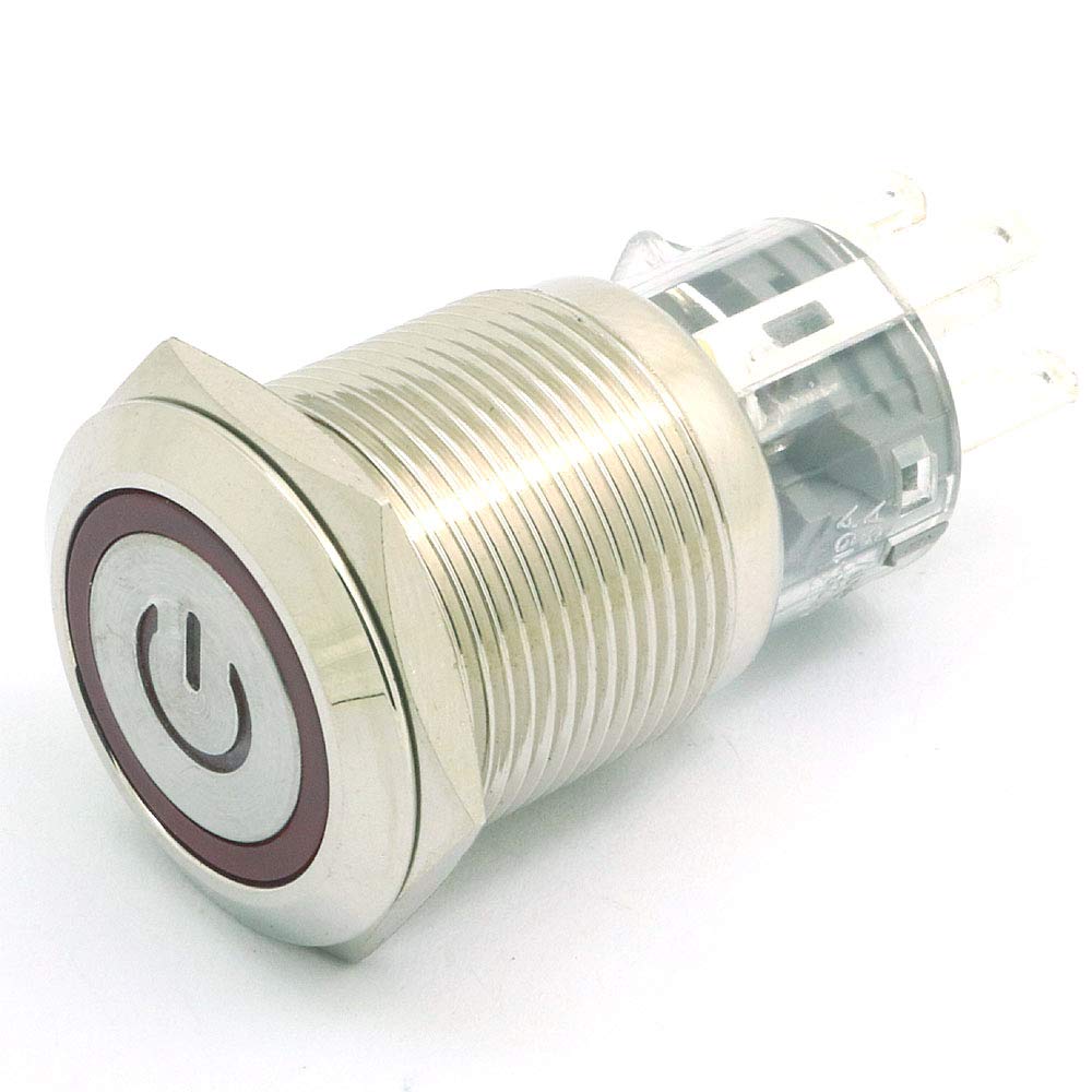 Pulsante Di Blocco 19mm Con LED 12V 1NO - Uxcell, Completo Di Fili E Connettore