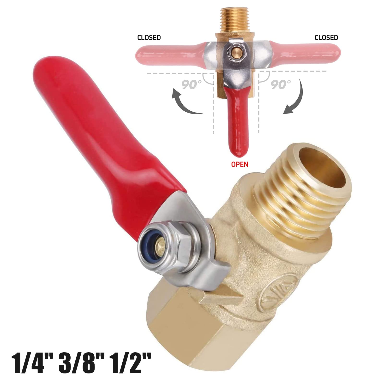 Ball Valve 1/4 3/8 1/2 Inch, MS Chrome-Plated Boiler Filling and Emptying Valve, Ball Valve with Full Flow (3/8 Inch) - Image 3