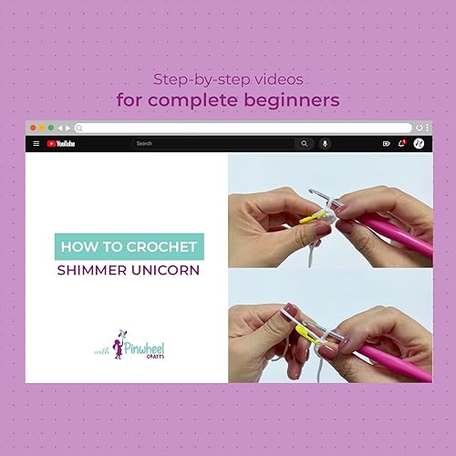 Miniatura 4 de Pinwheel Crafts Kit de ganchillo fácil para principiantes y niños a partir de 12 años, kit de unicornio amigurumi brillante para niños con hilo más