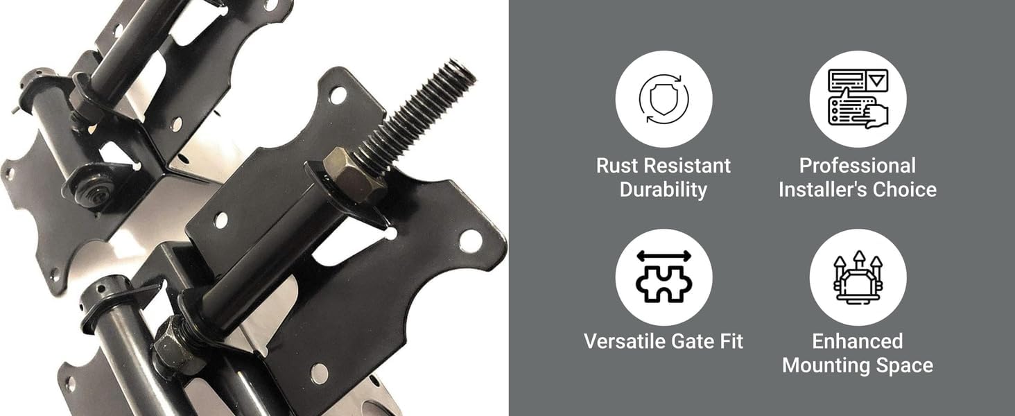 Stainless Steel Rust Resistant Powder Coated PVC | Vinyl | Wood | Gate Hinge Set and Screws Black (White)