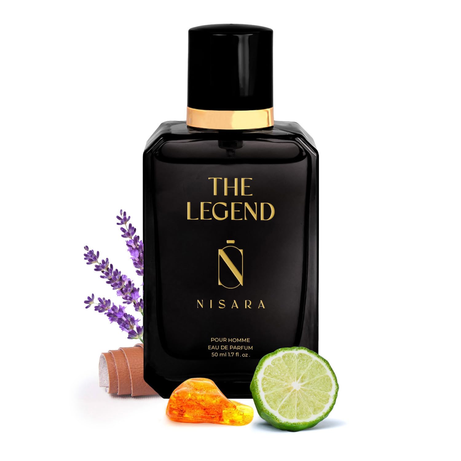 Nisara The Legend Perfume For Men - 50 ml | Long Lasting Eau De Parfum | Premium Perfume | Fresh Spicy Fragrance | With Bergamot, Pink Pepper, Lavender, Leather, Vetiver & Amber | EDP Scent for men