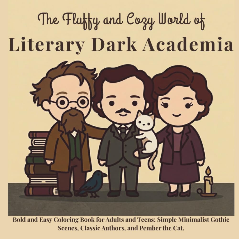The Cozy and Fluffy World of Literary Dark Academia: Simple Minimalist Gothic Scenes, Classic Literary Authors, and Pember the Cat | Cozy & Fluffy Series for Adults and Teens (FLUFFY & COZY WORLD)