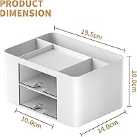 Vista 9 de Marbrasse Organizador de escritorio de madera, organizador de escritorio multifuncional con 2 cajones