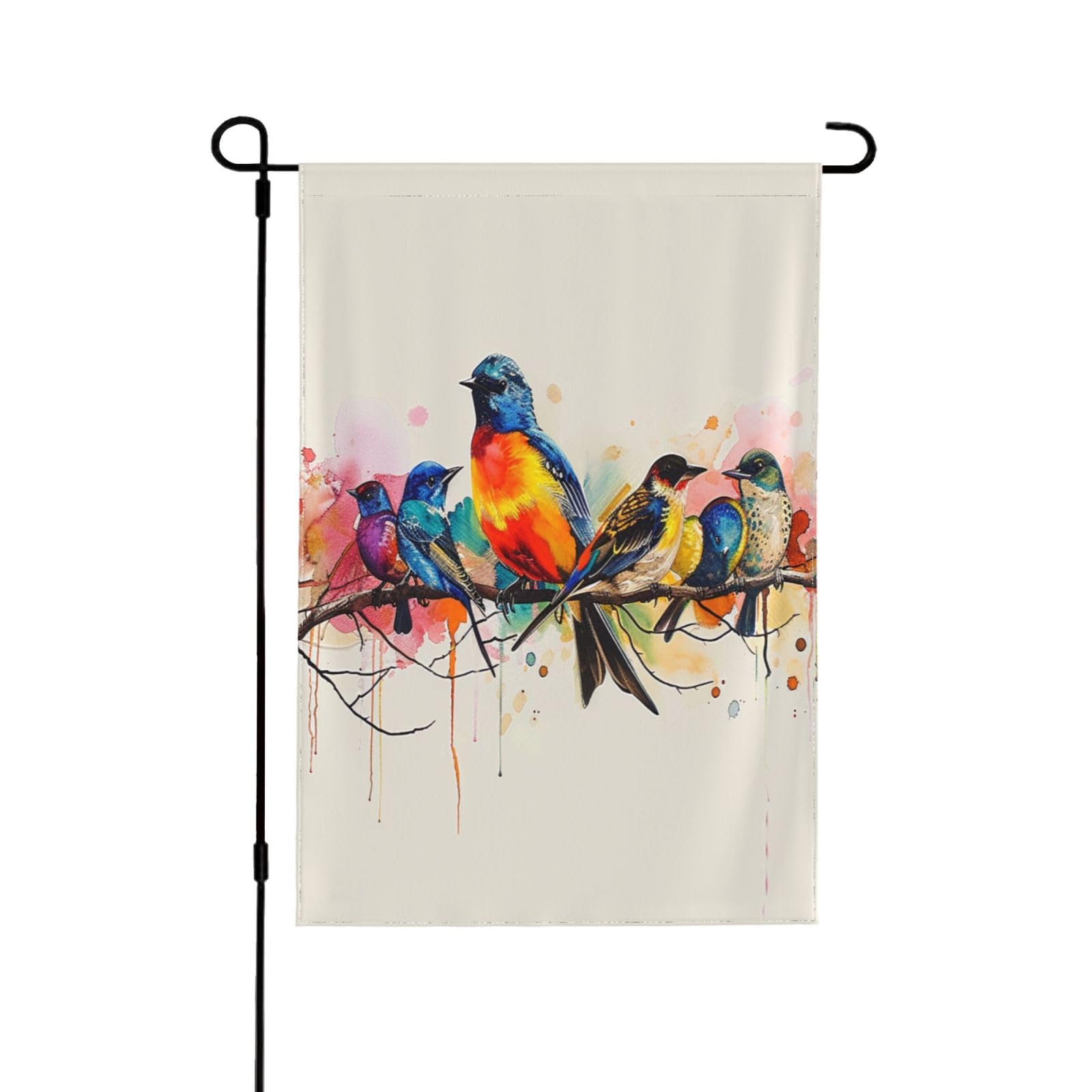 Drapeau de jardin oiseau coloré 71x101 cm double face en polyester pour décoration extérieure