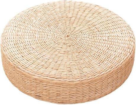 WAIUYIA Japanese Round Tatami Floor Cushion,Round Braided Natural Handmade Straw Woven Seat Cushion,Meditation Seat Cushion Chair Pad Yoga Seat Pillow Outdoor Seat 15.7x2.36 inch