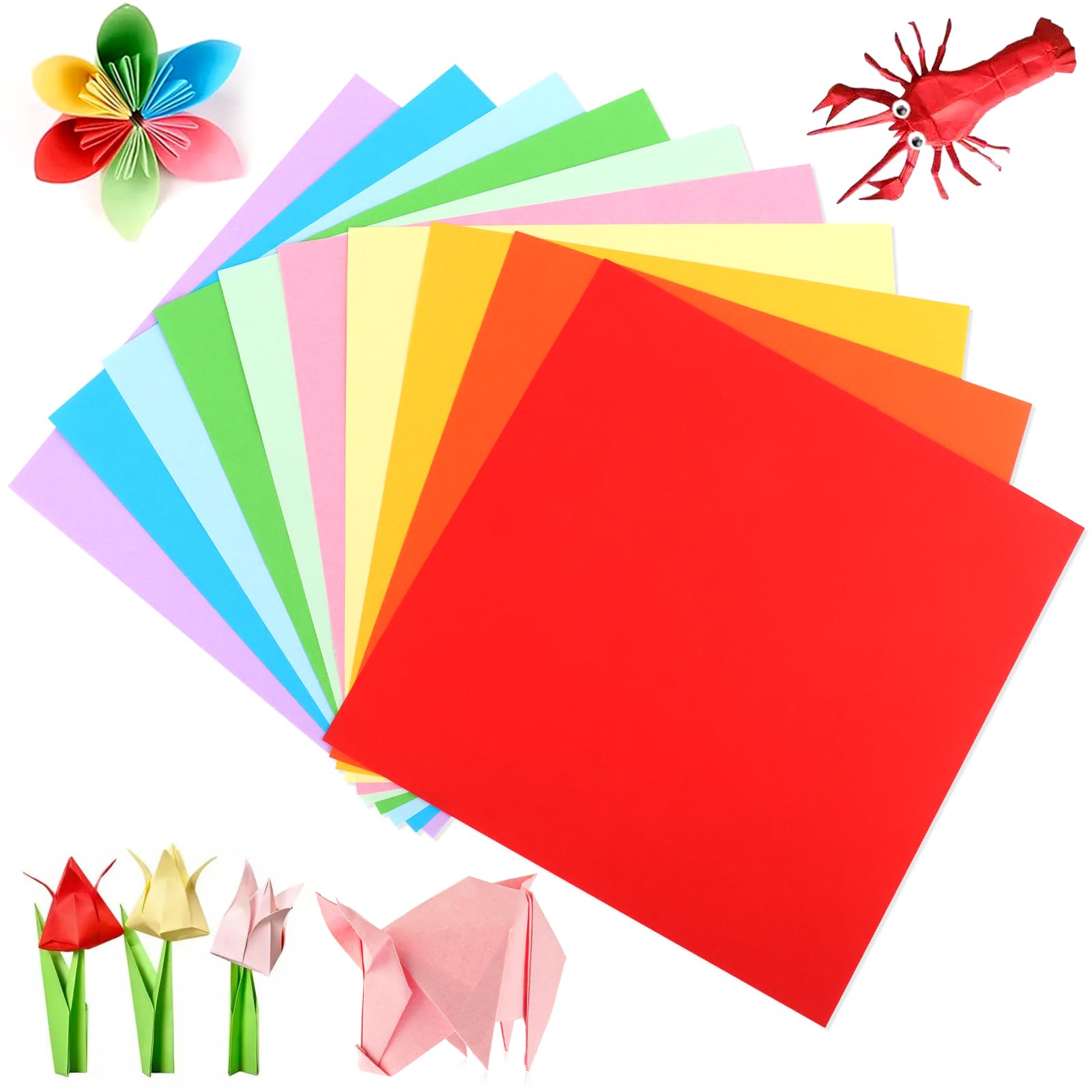 Papiroflexia Papel Origami 20x20cm Papel Origami Doble Cara Papel Colores 200 Papel Plegable Cuadrado de Doble cara Cartulina de Colores Papel Manualidades para Proyectos de Bricolaje y Manualidades