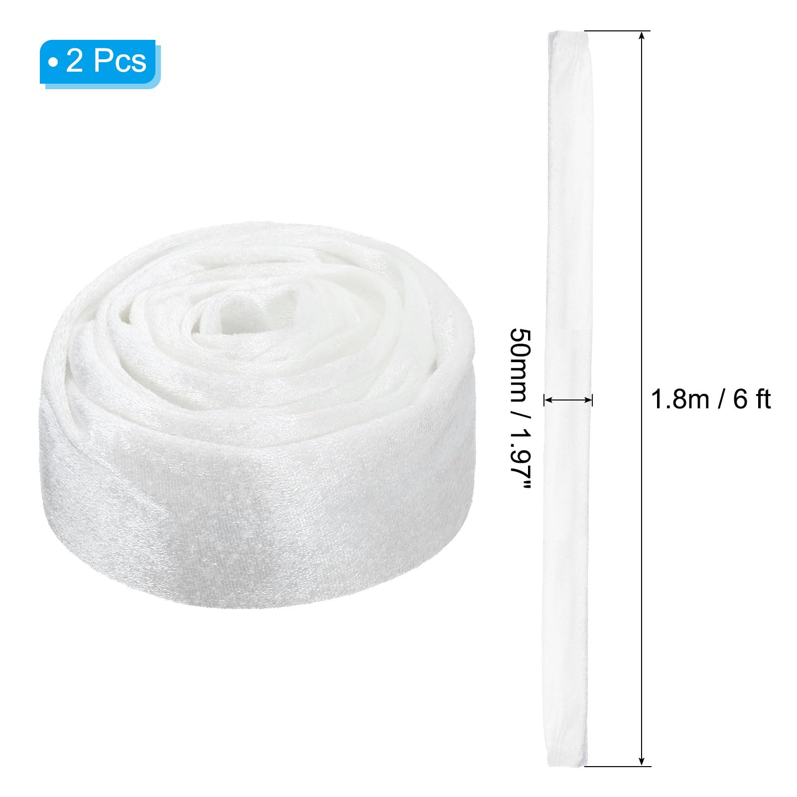 PATIKIL 1.97" x 6Ft Chandelier Chain Cord Cover, 2 Pcs Velvet Cloth Fabric Chain Sleeve for Chandelier Wires Swing, Cable, White - Image 2