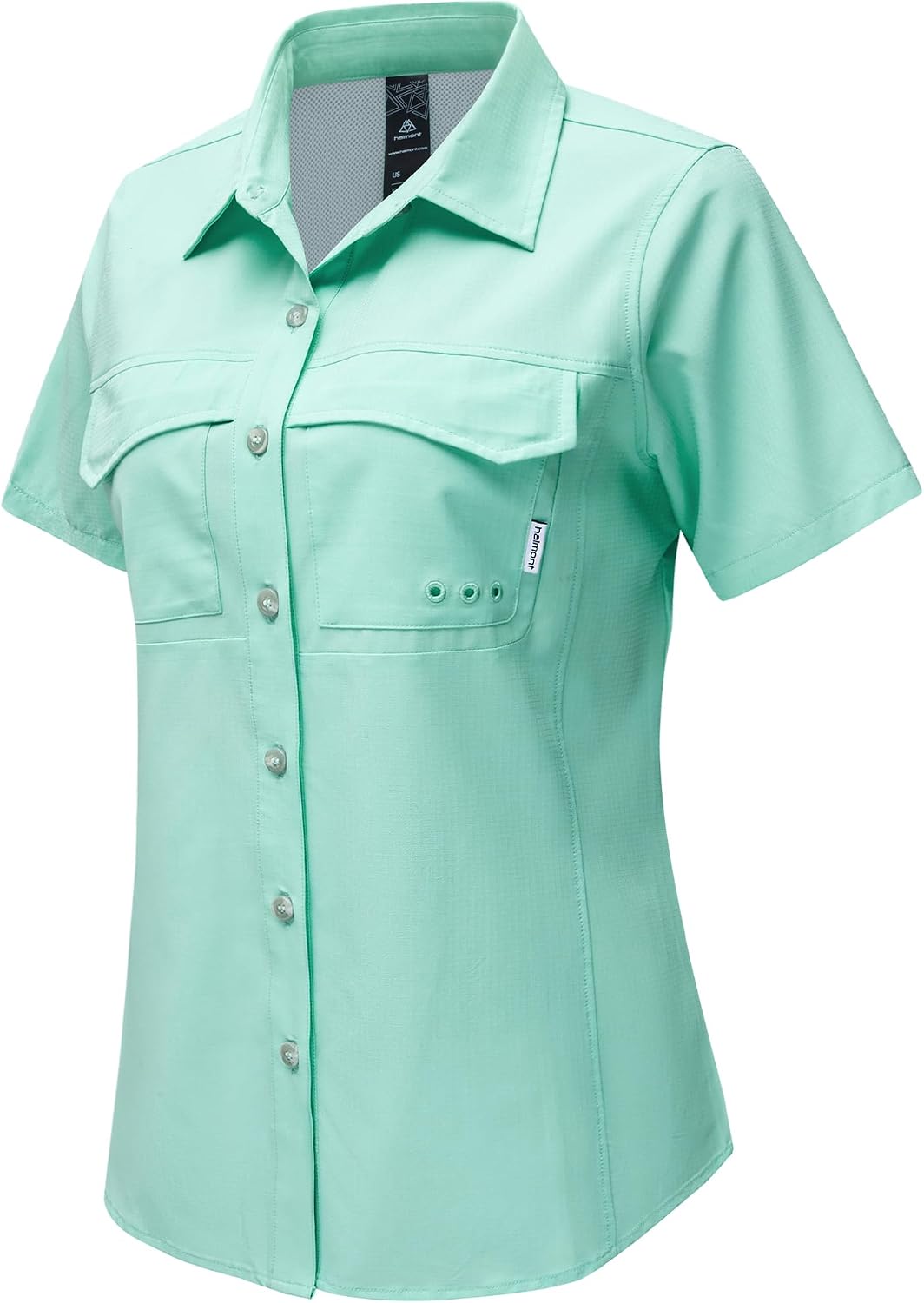 Haimont Women's UPF 50+ Fishing Button Down Shirt Quick Dry Lightweight Short Sleeve Hiking Travel Shirt with Pockets
