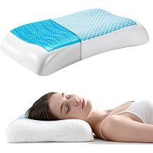 Gel Memory Foam cooling pillow, for Side Blue, Back and Stomach Sleepers