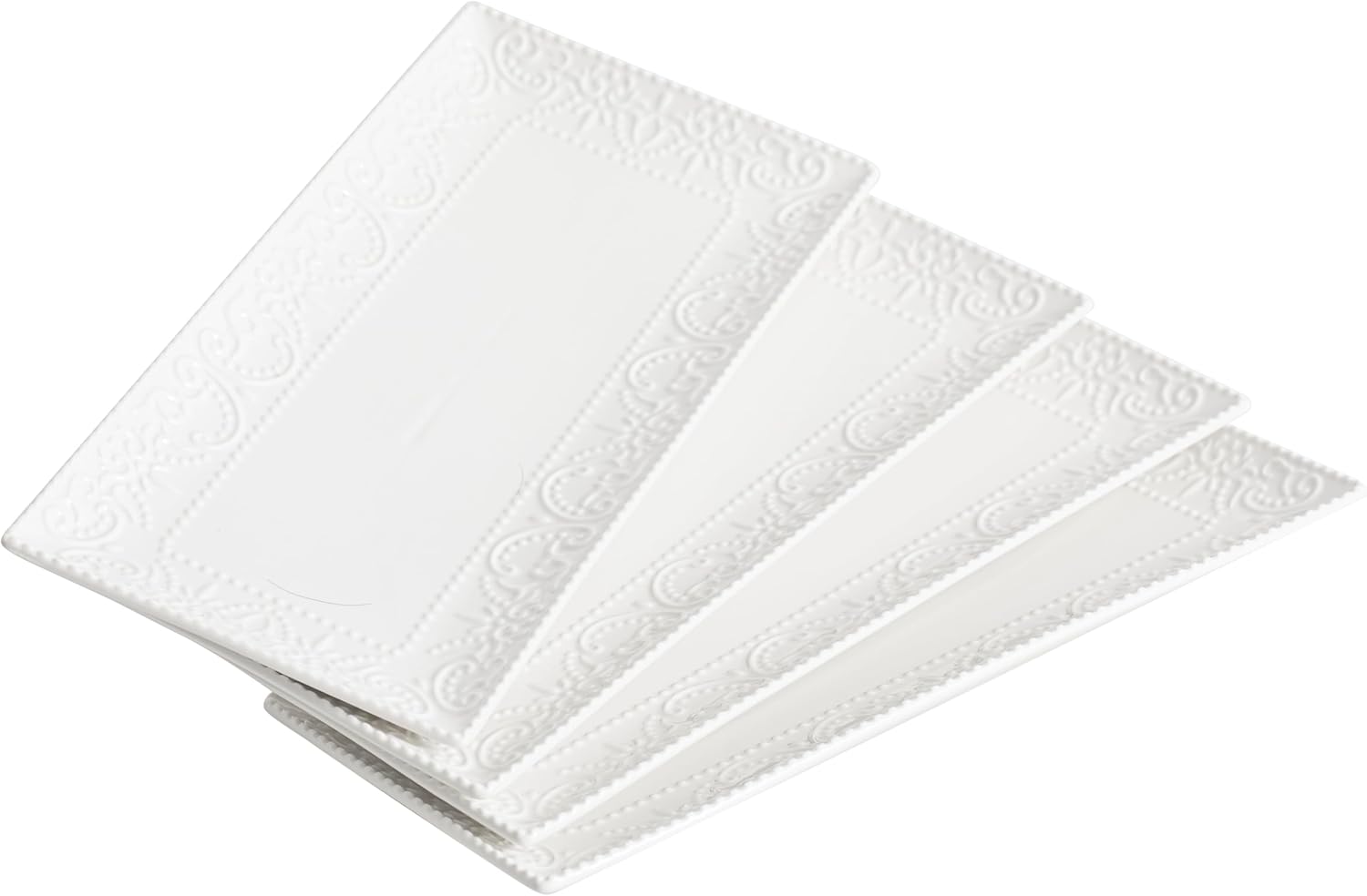 4Pcs Rectangle Serving Platters, 12inch Ceramic Long Serving Tray, White Serving Plates, for Dessert, Sushi, Fruit, Party, Side Dishes - Microwave, Oven, and Dishwasher Safe