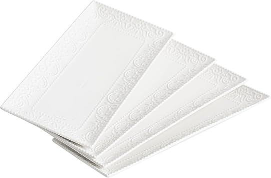 4Pcs Rectangle Serving Platters, 12inch Ceramic Long Serving Tray, White Serving Plates, for Dessert, Sushi, Fruit, Party, Side Dishes - Microwave, Oven, and Dishwasher Safe