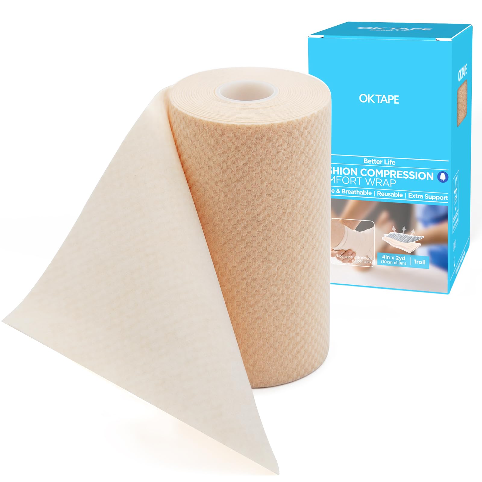 OK TAPE Short-Stretch Compression Bandage Wrap with Velcro, 2-Layer — Amazon image 10