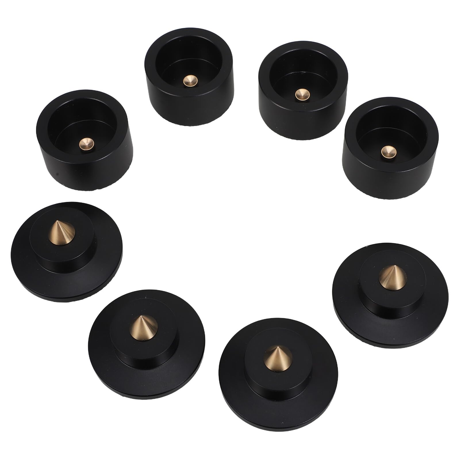 Piedini per Altoparlanti da Scaffale 4 Pezzi in Lega di Alluminio | Nero, Supporto Stabile per CD Player e Apparecchi Audio, Design Elegante Gomma e Rame