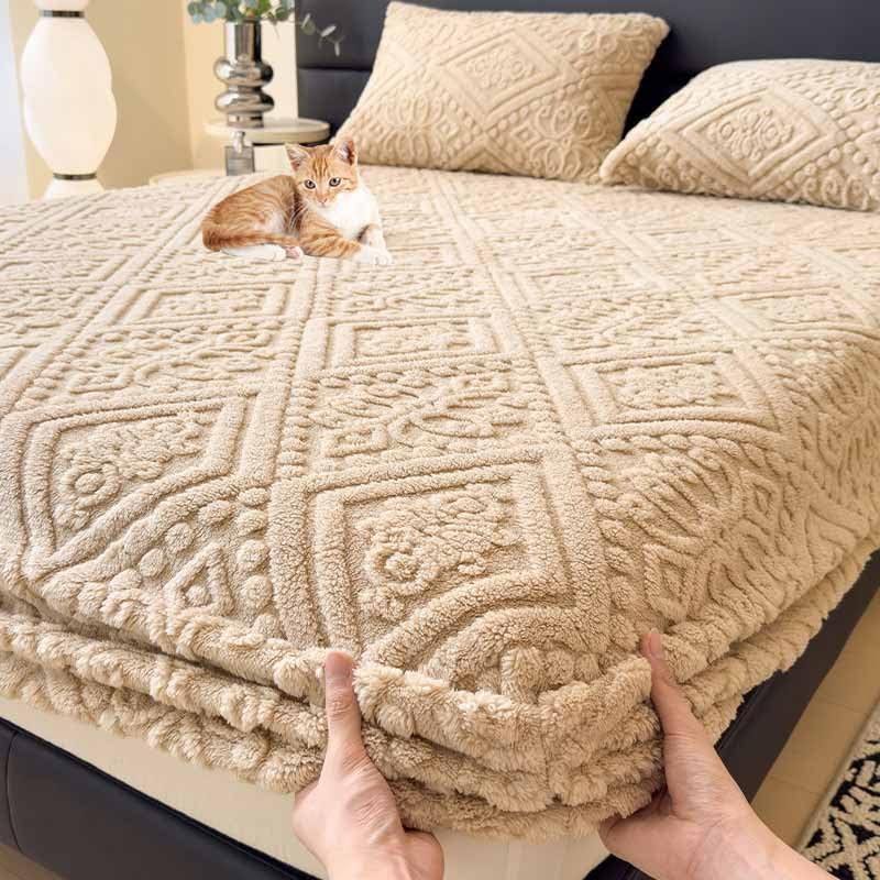 Pluszowy pokrowiec na materac, ultramiękki prześcieradło napinające, dopasowany pokrowiec na łóżko, 220 x 220 cm, hipoalergiczny, wodoodporny, oddychający, do domu i podróży