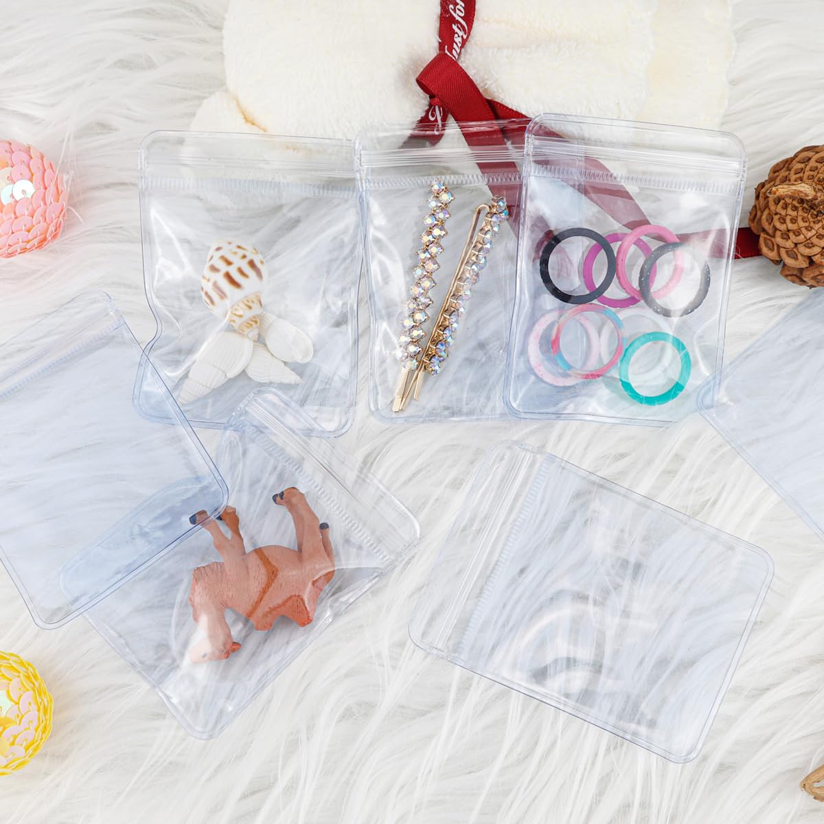 Fnuiddt 100 Pack PVC Clear Jewelry Anti Oxidation Zipper Bag