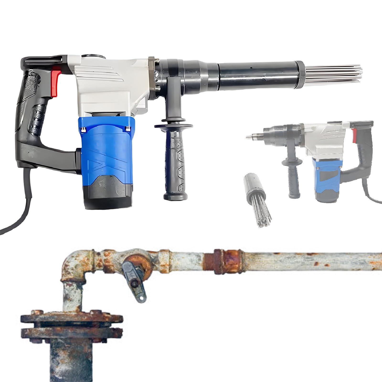 SENJINGHUA Portable Remove Rust Scaler, 23 x 1/8'' Needles, 4500 RPM, Max. 1100W Remove Rust Scaler to Remove Slag, Rust, Paint and Dirt Quickly,110V