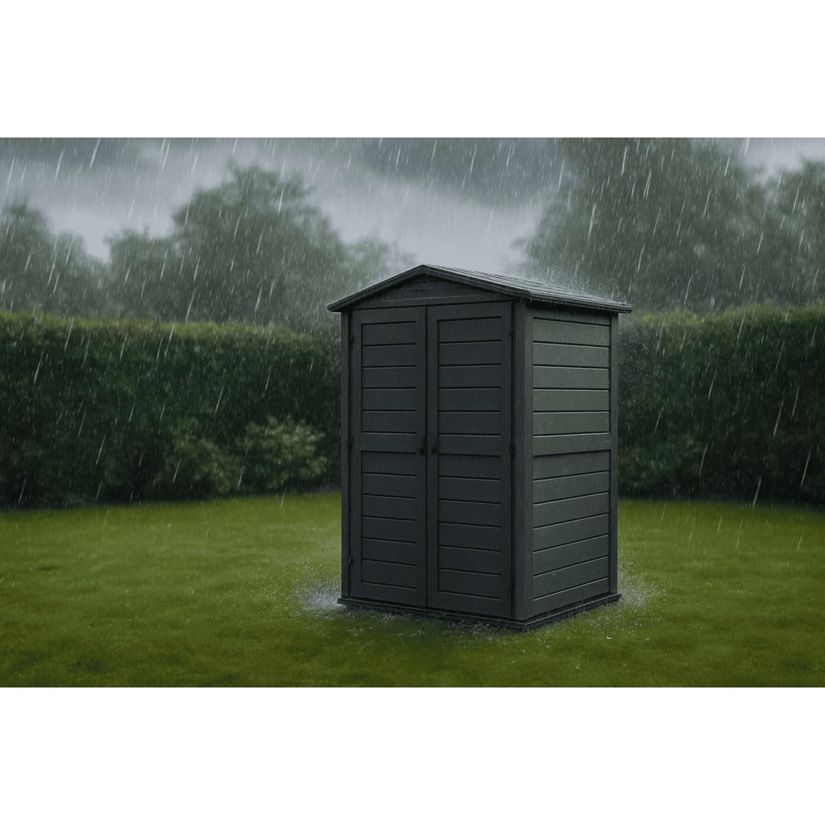 Art Plast – Caseta de jardín exterior, 151 x 83 x 200 cm, color gris antracita, funda de almacenamiento de polipropileno duradero, antiUV, doble puerta y suelo integrado para herramientas y muebles de
