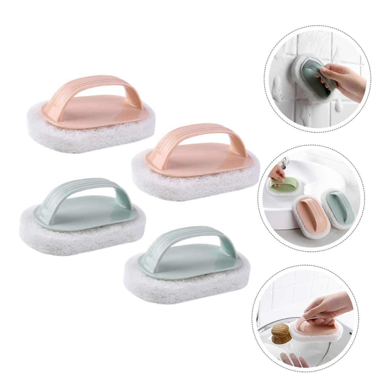 Baluue 8piezas Esponja Limpiadora De Cocina Mango Cepillo De y Desincrustante para Fregar Azulejos y Superficies Pastel
