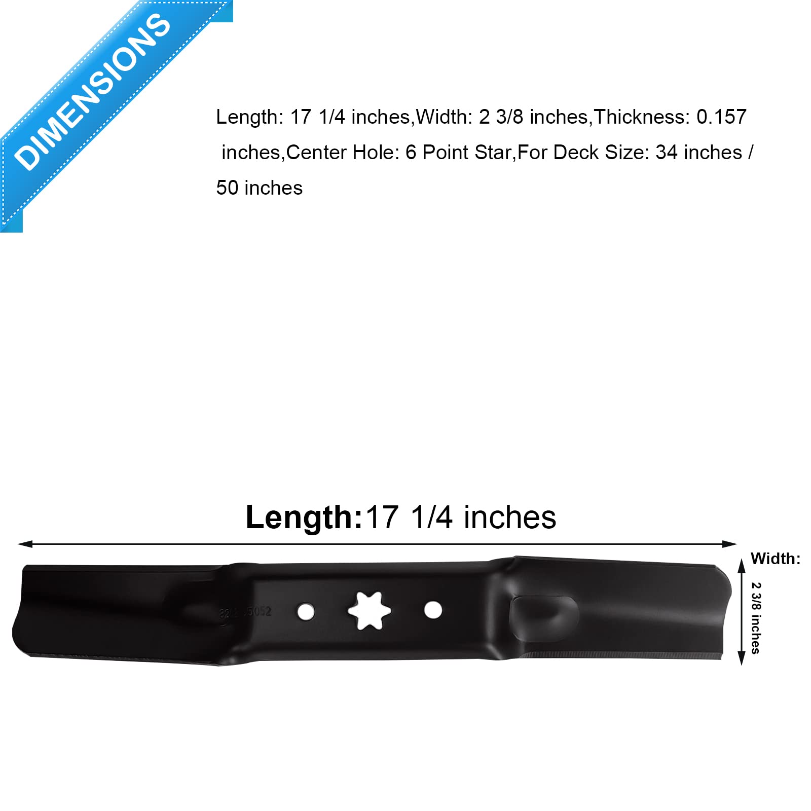 Cuchillas de cubierta para cortacésped Cub Cadet/MTD/Troy Bilt 942-05052A 742-05052A Cubierta de 50 pulgadas, paquete de 3