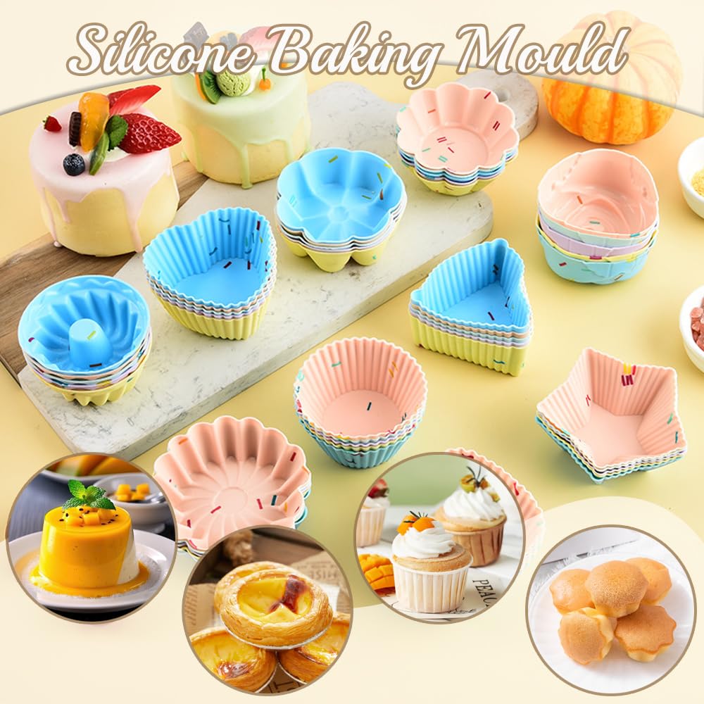 30 silikonowych foremek do muffinek 10 rodzajów foremek do muffinek wielokrotnego użytku foremek do babeczek silikonowe foremki do pieczenia kremowe pudding lodowy