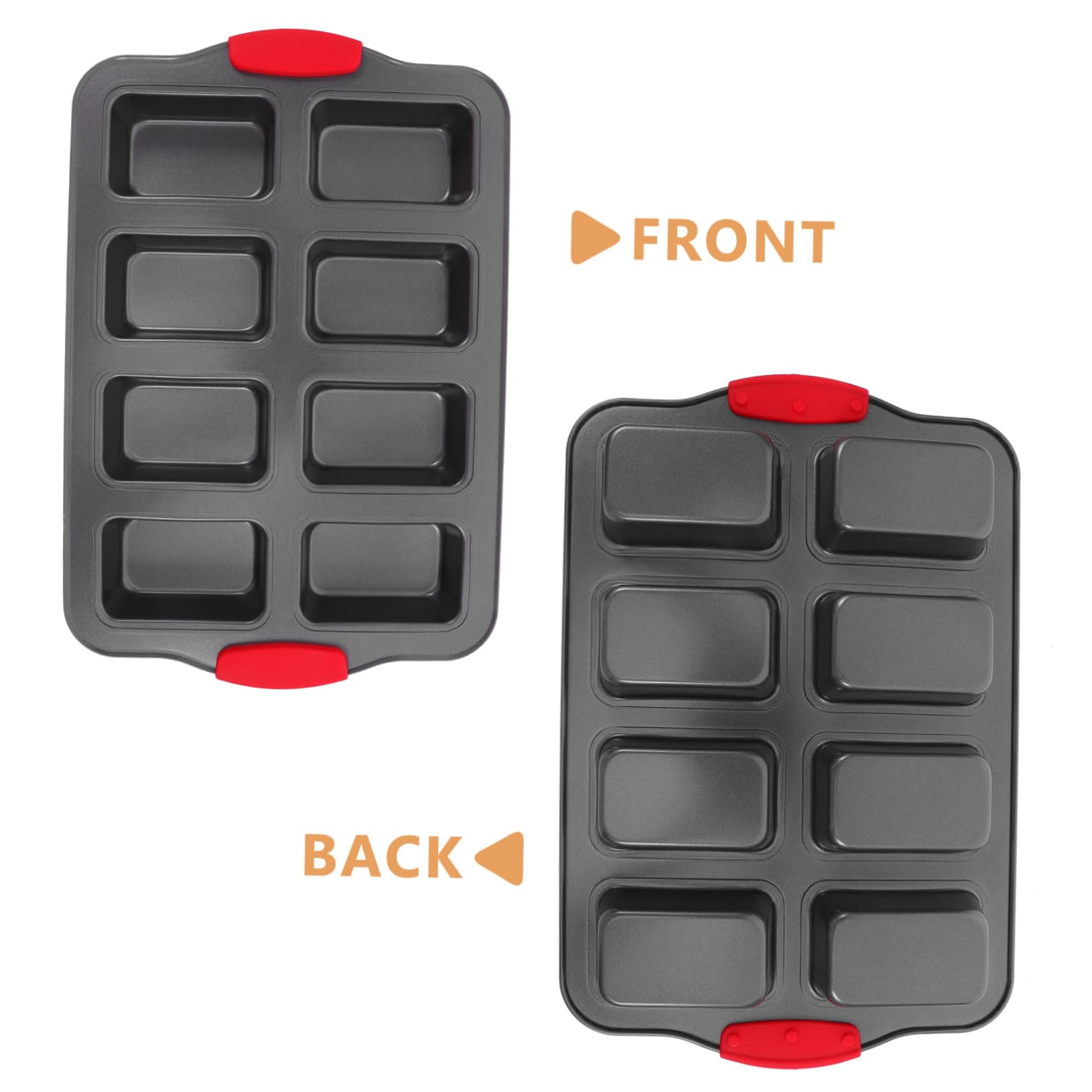 Zerodeko Molde Rectangular para Cupcakes de 8 Cavidades de Acero Inoxidable con Revestimiento Antiadherente, con Mangos Resistentes al Calor para Hornear Pasteles en Casa