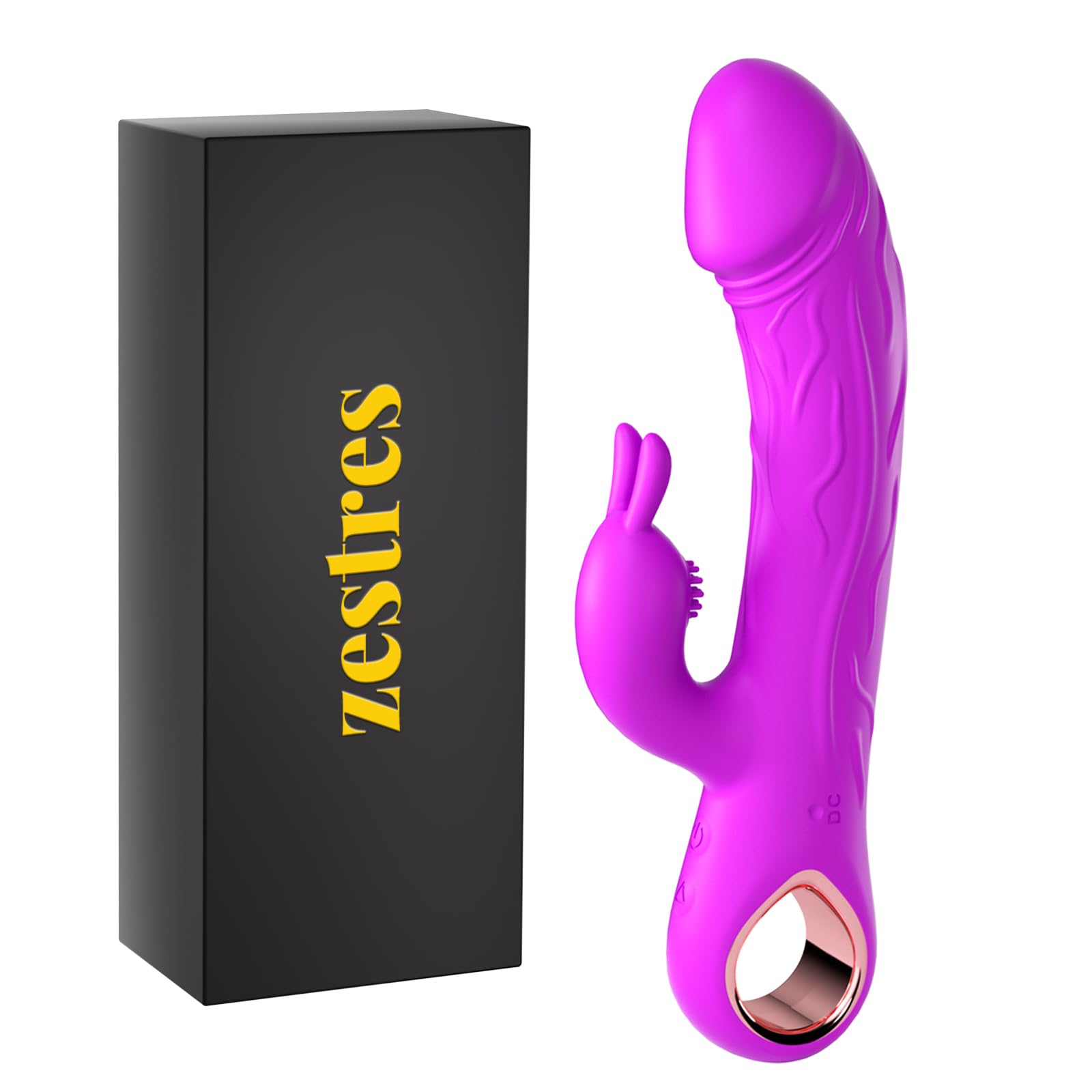 Vibratore a Forma di Coniglio Viola con 10 Frequenze Vibrazioni Materiali ABS+Silicone IXP6 Impermeabile Carica Magnetica 1H Pacchetto Privacy Massimo Piacere e Discrezione