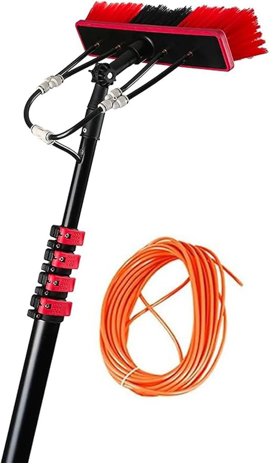 AYCDL Adjustable Water Fed Pole Cleaning Kit for Solar Panels and Windows with Brush Attachment,7.2m/23ft&head55cm