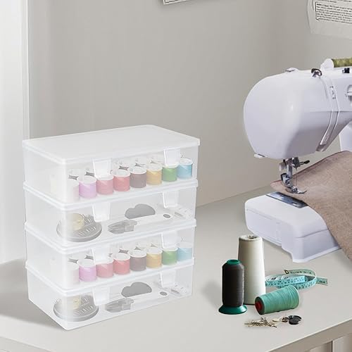 Miniatura 6 de Paquete de 4 recipientes pequeños de plástico, caja rectangular de lápices de lápices con tapa, contenedores de almacenamiento transparentes para