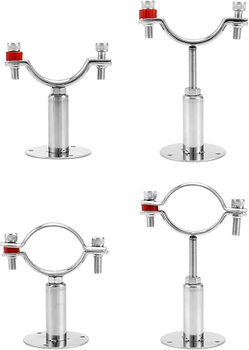 Miniatura 3 de QWORK Soporte de tubo de montaje en pared de 2 pulgadas, paquete de 2 abrazaderas ajustables de acero inoxidable, para fijación de tubería de 1-12