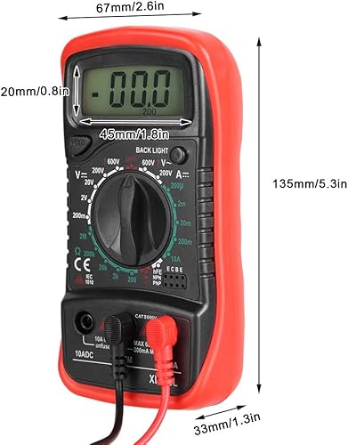 Miniatura 9 de Xl830l multímetro digital de mano Xl830l, multímetro Xl830l con pantalla LCD y sobrecarga de retroiluminación (XL830L rojo)