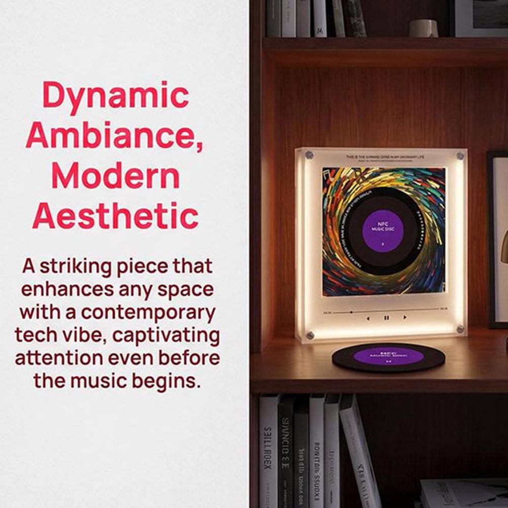 Magnete magnetico per frigorifero, con musica personalizzata, adesivi per canto a induzione NFC, confezione da 9 piastrelle audio programmabili intelligenti con luci RGB, luce notturna rotante in