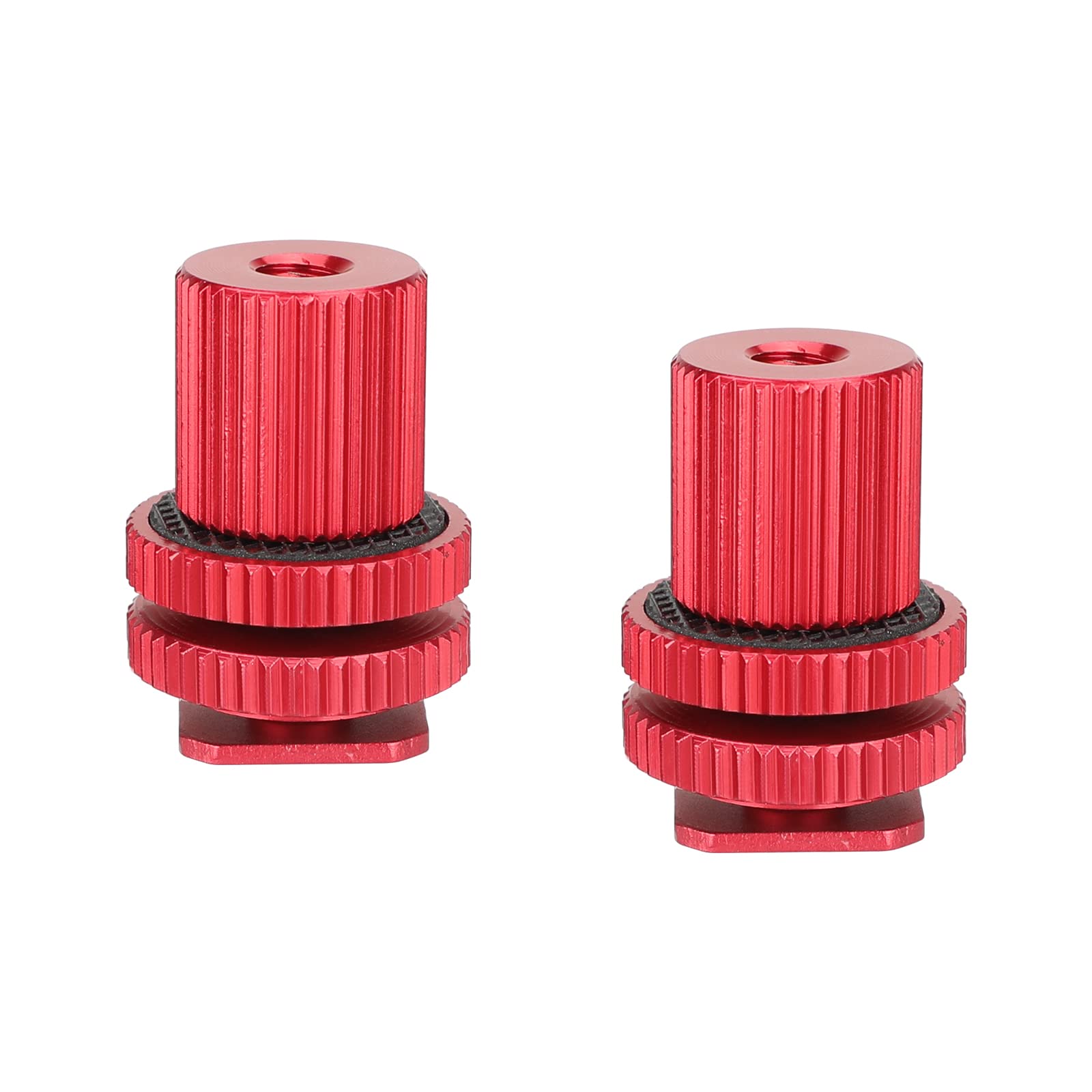 CAMVATE Camera Hot Shoe Mount to 1/4"-20 Female Thread Screw Adapter for DSLR Camera Rig (Red,2 Pieses)-3064